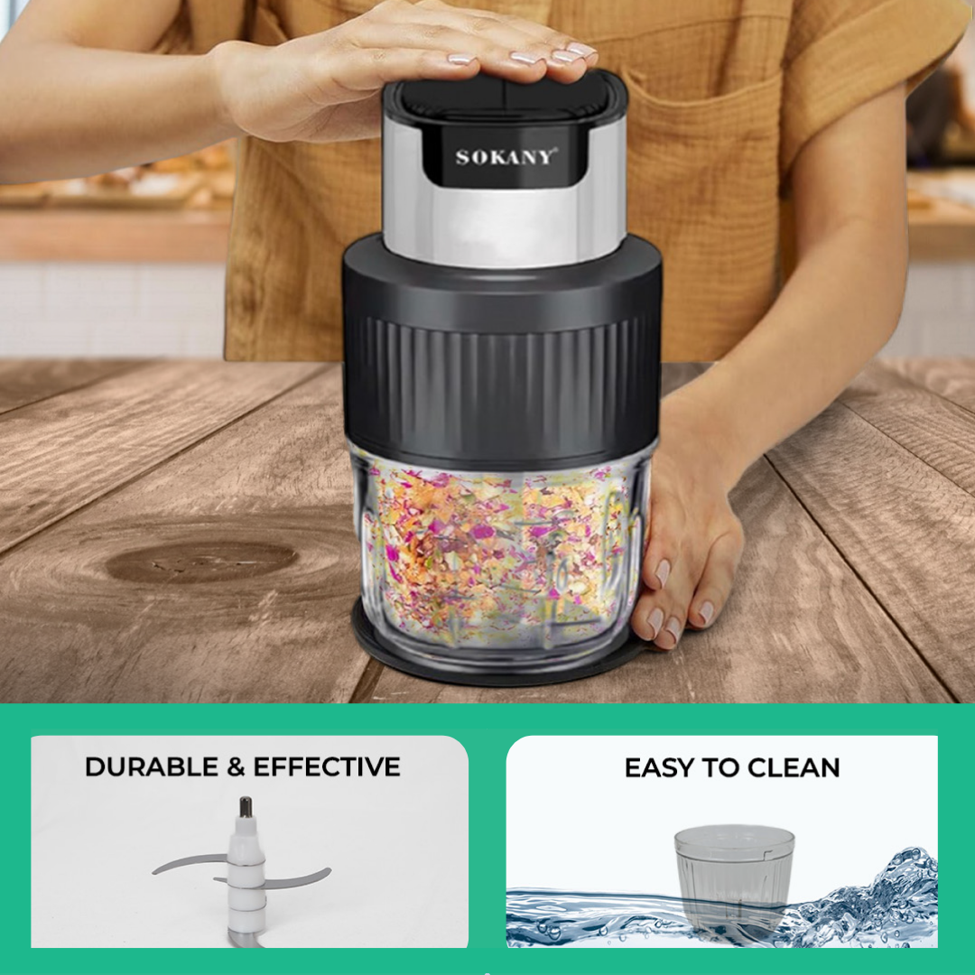 SOKANY Electric Food Chopper| Dual-Speed with Stainless Steel Blades