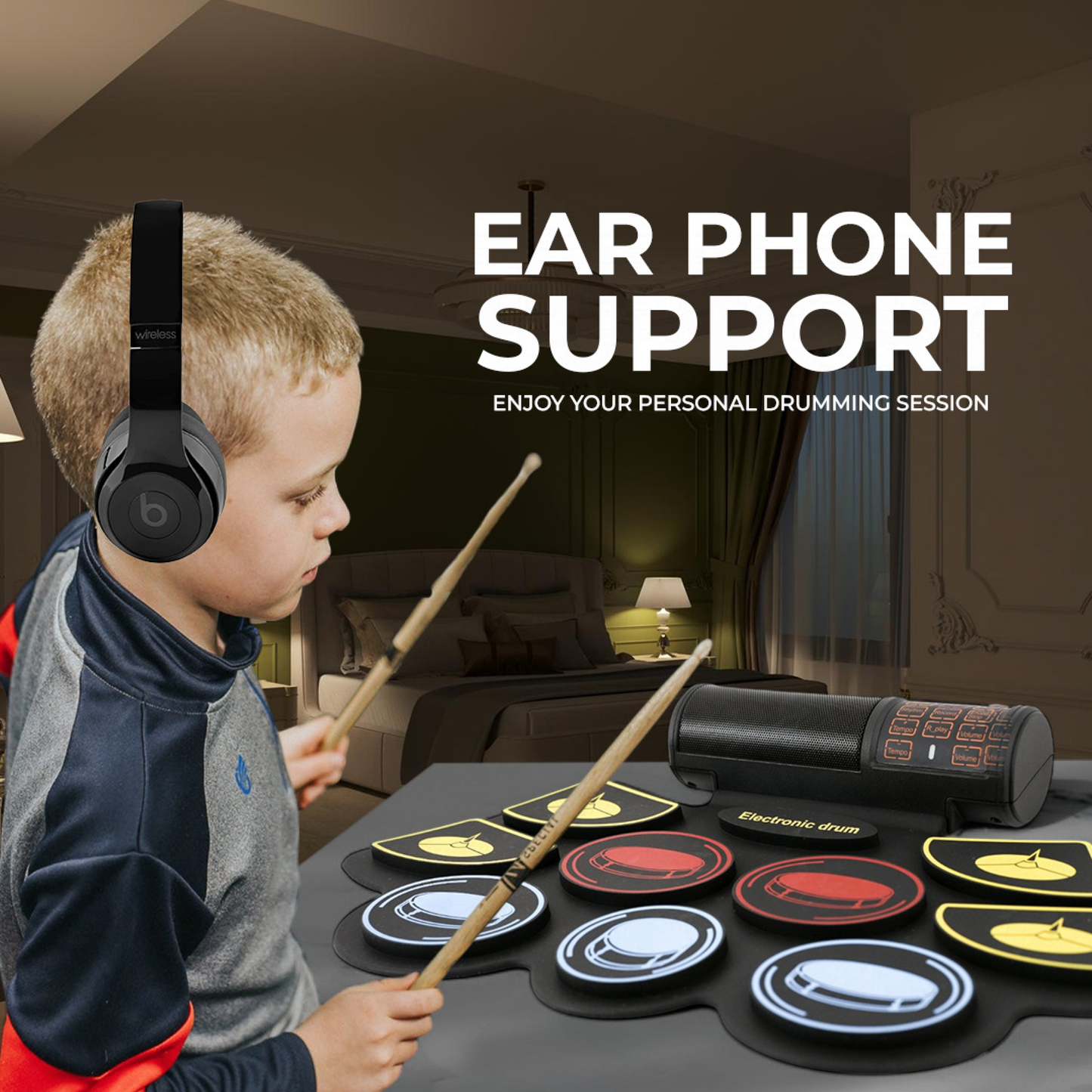 Roll-Up Electronic Drum Kit with Dual Speakers | Built-In Tones & Rhythms