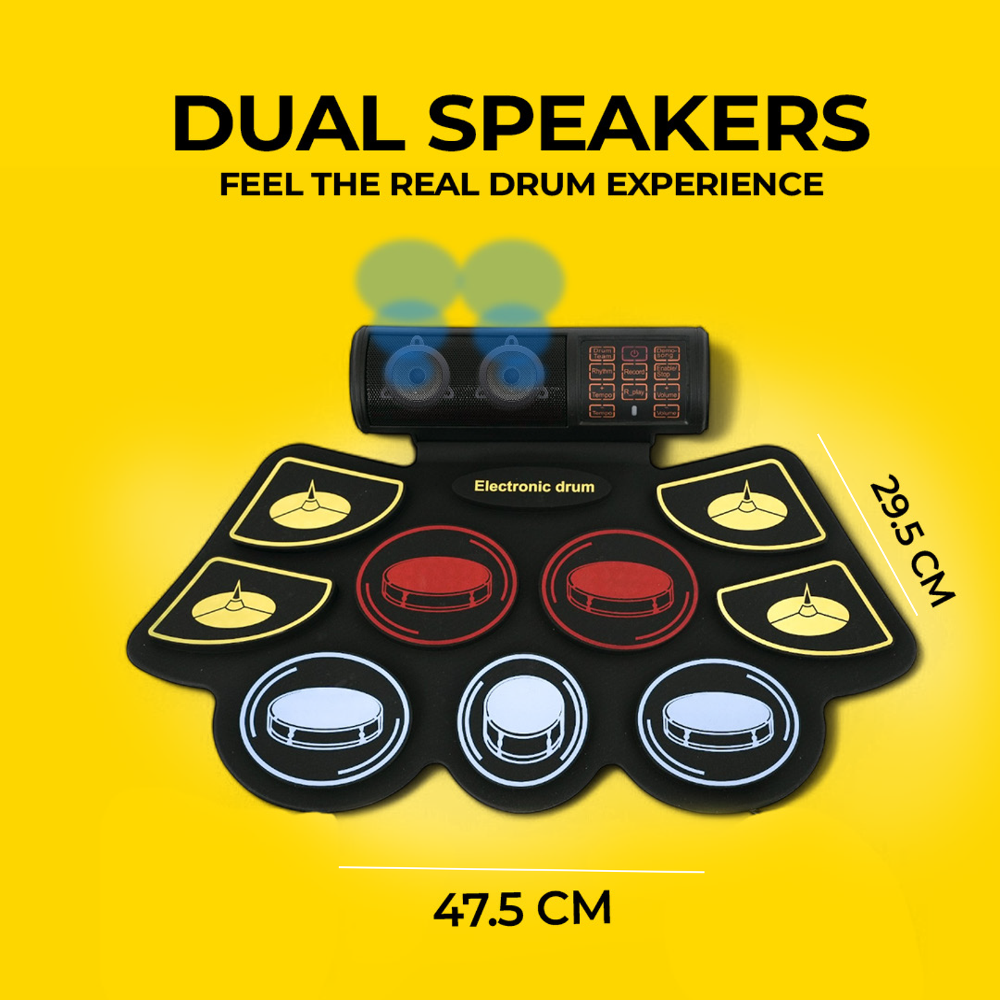 Roll-Up Electronic Drum Kit with Dual Speakers | Built-In Tones & Rhythms