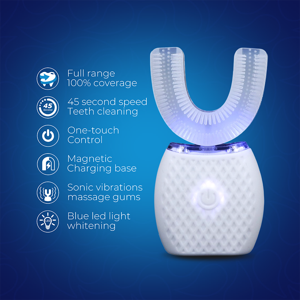 360° Ultrasonic U-Shaped Electric Toothbrush | Hands-Free Auto Cleaning