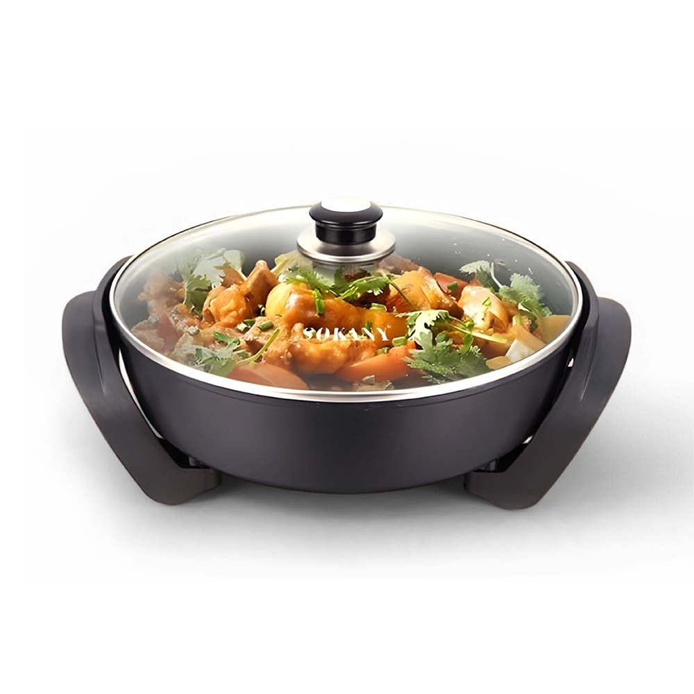 Sokany Electric Non-Stick Frying Pan |Adjustable Heat Control & Tempered Glass Lid