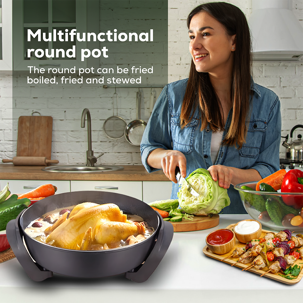 Sokany Electric Non-Stick Frying Pan |Adjustable Heat Control & Tempered Glass Lid