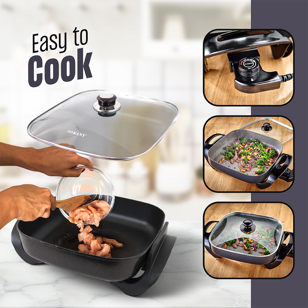 Multi-Function Electric Frying Pan | With Temperature Control & Glass Lid