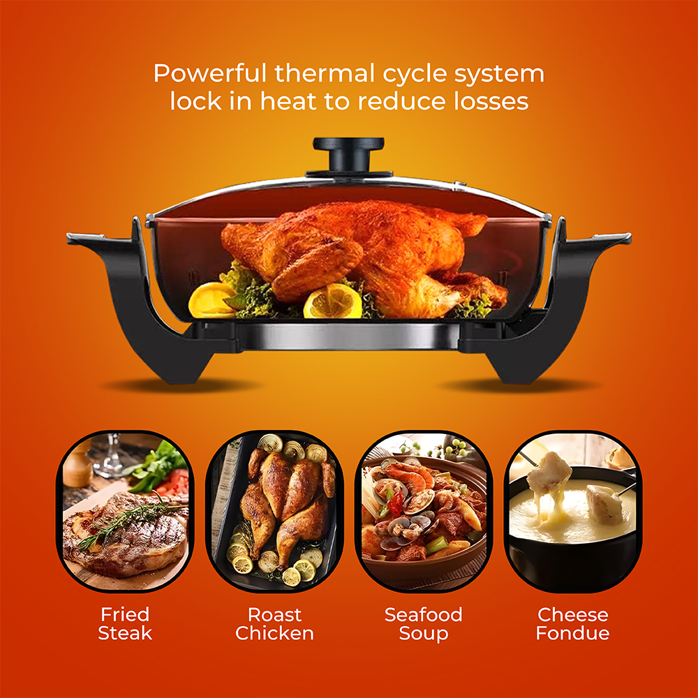 Multi-Function Electric Frying Pan | With Temperature Control & Glass Lid