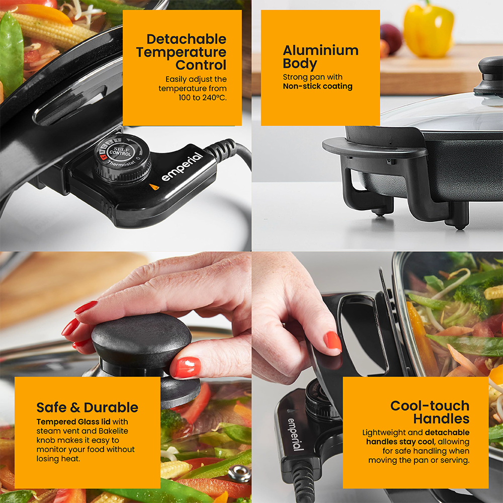 Multi-Function Electric Frying Pan | With Temperature Control & Glass Lid