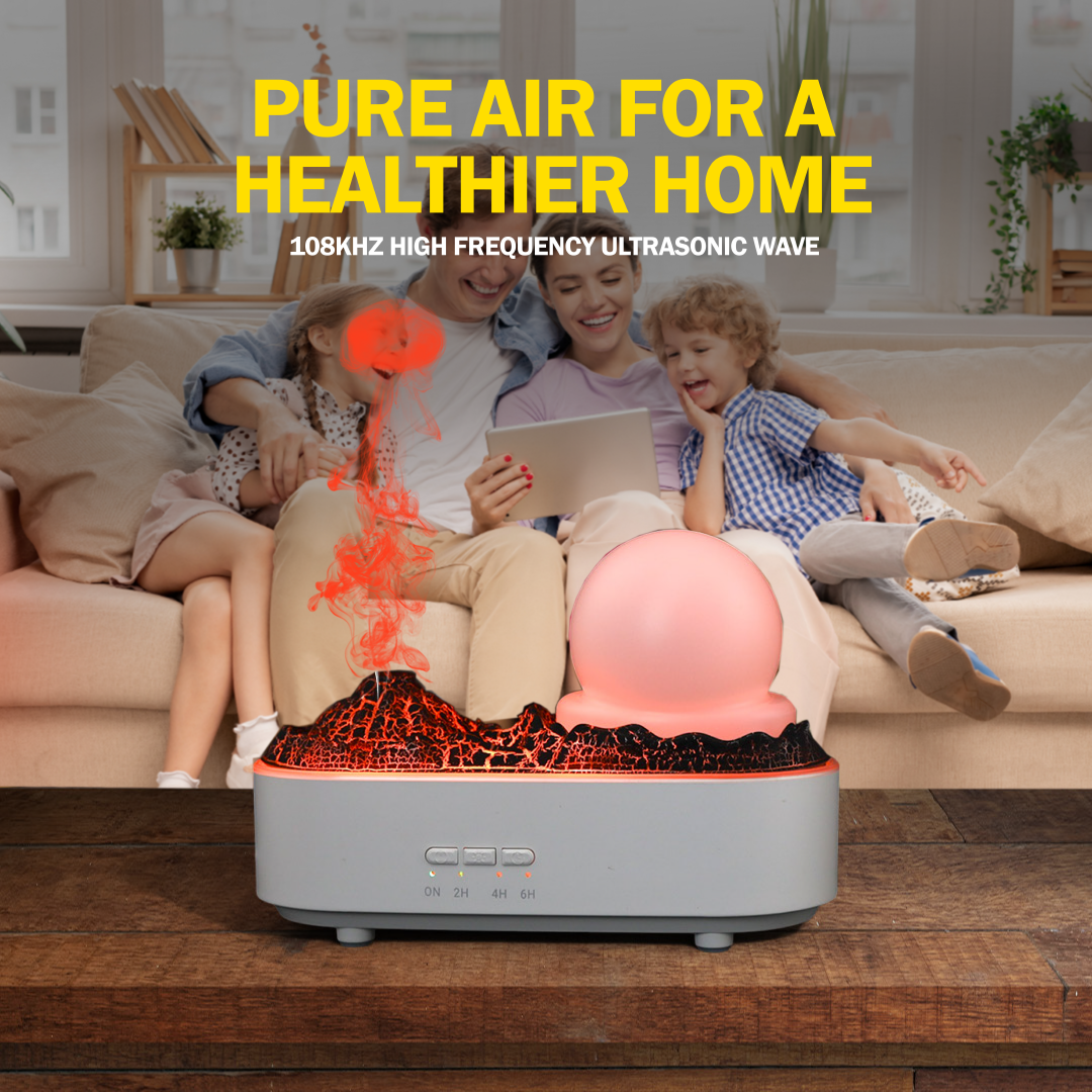Crystal Ball Flame Essential Oil Diffuser | Ultrasonic Aroma Humidifier | Volcano Mist Effect