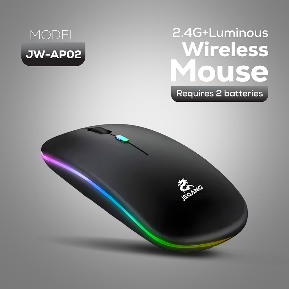 LED Backlit Wireless Mouse | Silent RGB 2.4GHz Optical Mouse with Adjustable DPI