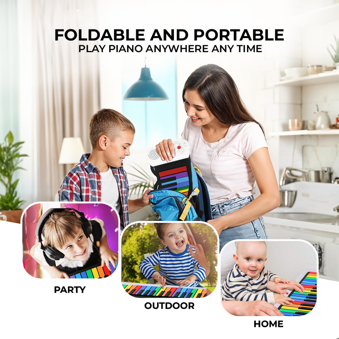 Roll Up Piano Keyboard for Kids & Beginners | Electronic Keyboard with Built-in Speakers