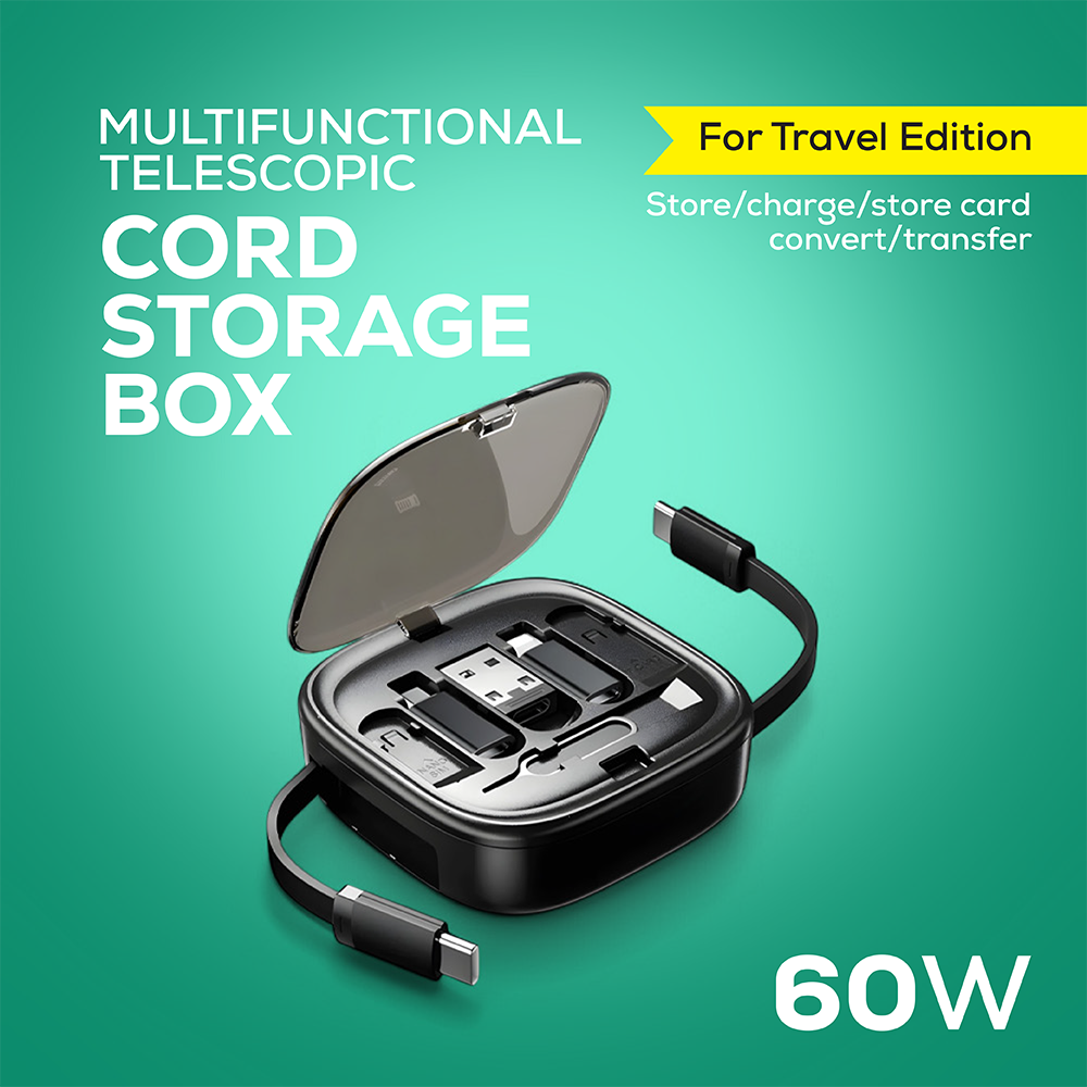5-in-1 Retractable Type-C to Type-C Charging Cable Kit with 60W Fast Charging