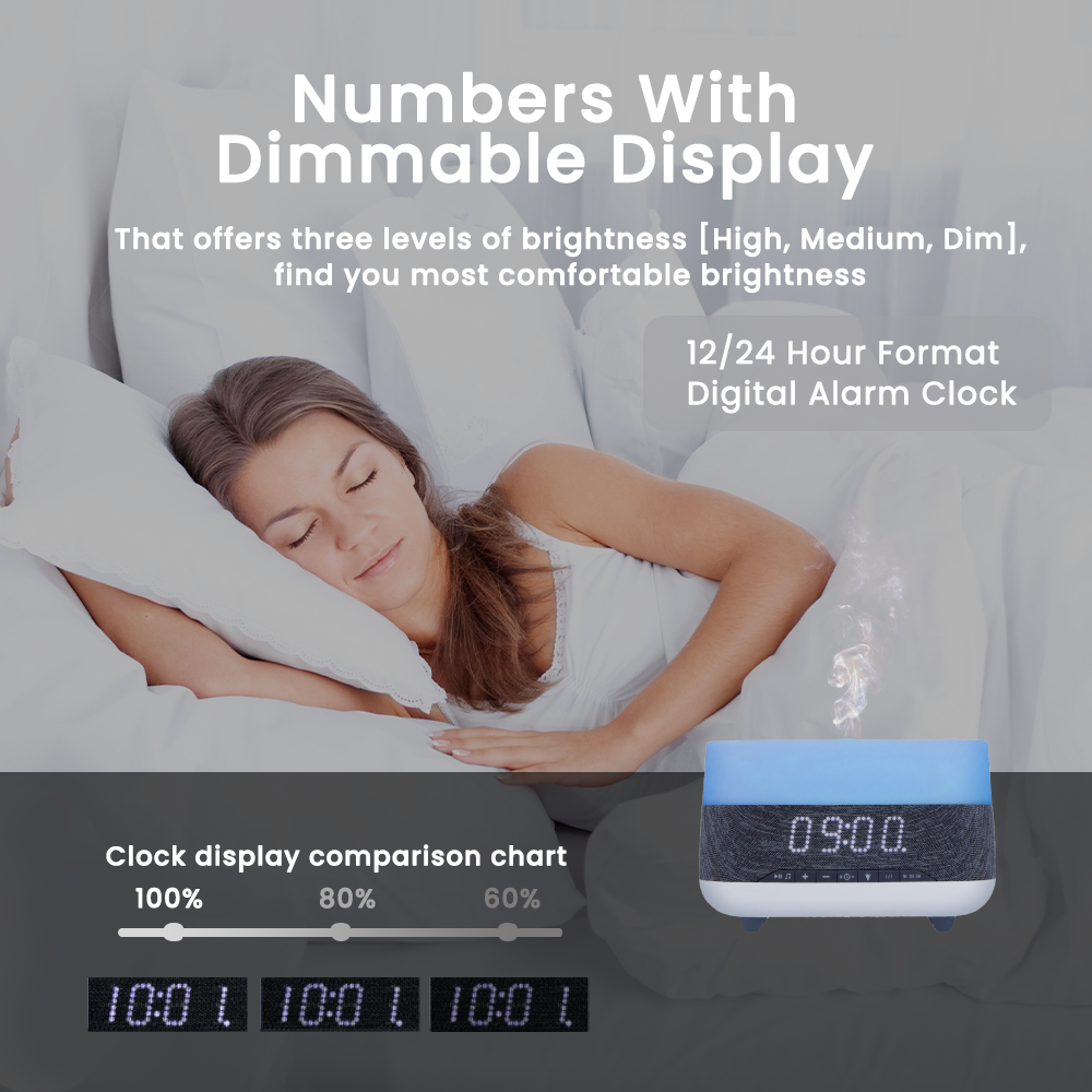 4-in-1 Aroma Diffuser | Bluetooth Speaker + Digital Alarm Clock + Flame Cool Mist Humidifier