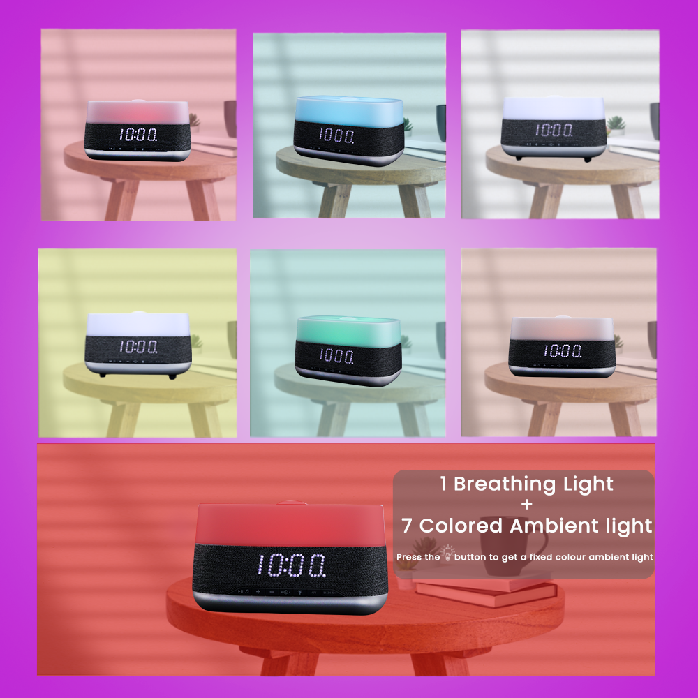 4-in-1 Aroma Diffuser | Bluetooth Speaker + Digital Alarm Clock + Flame Cool Mist Humidifier