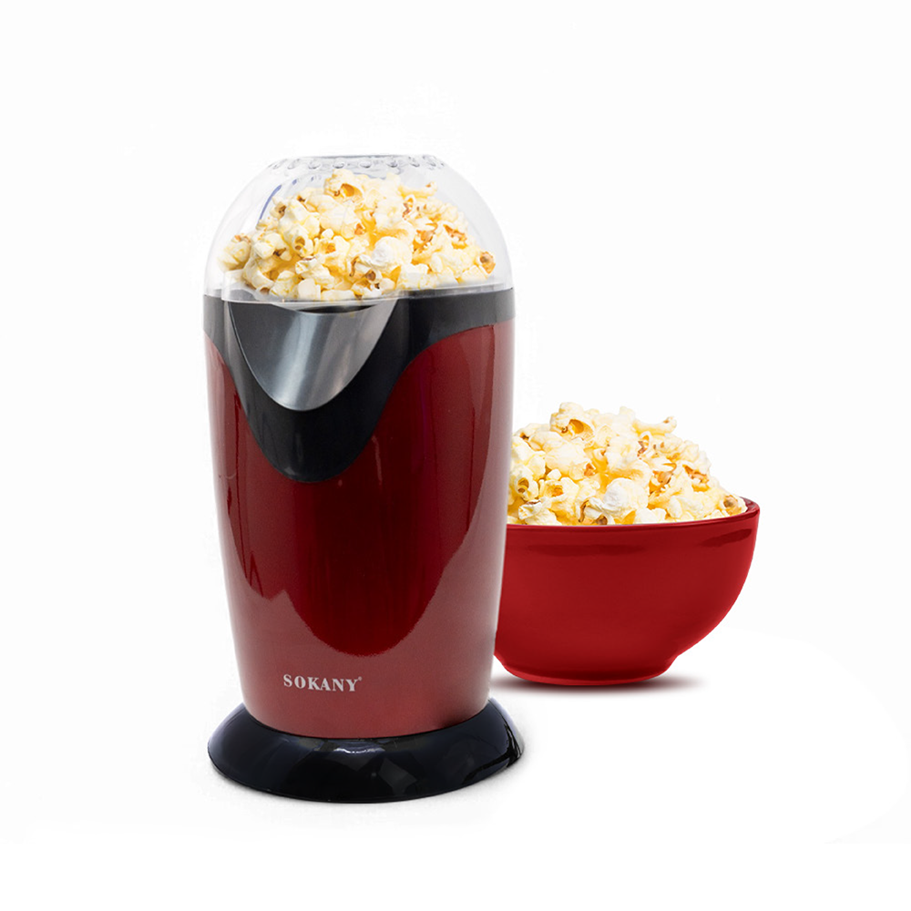 Electric Popcorn Maker Machine | Hot Air Oil-Free Popper with Transparent Lid