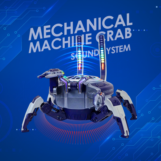 Crab Mecha Bluetooth Speaker with RGB Lights with Foldable Legs, 360° Stereo Sound