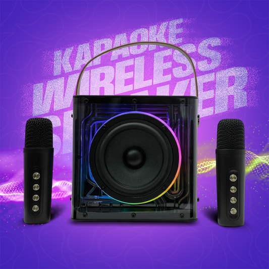 Portable Karaoke Machine with 2 Wireless Microphone | 15W Stereo Sound, RGB LED Lights
