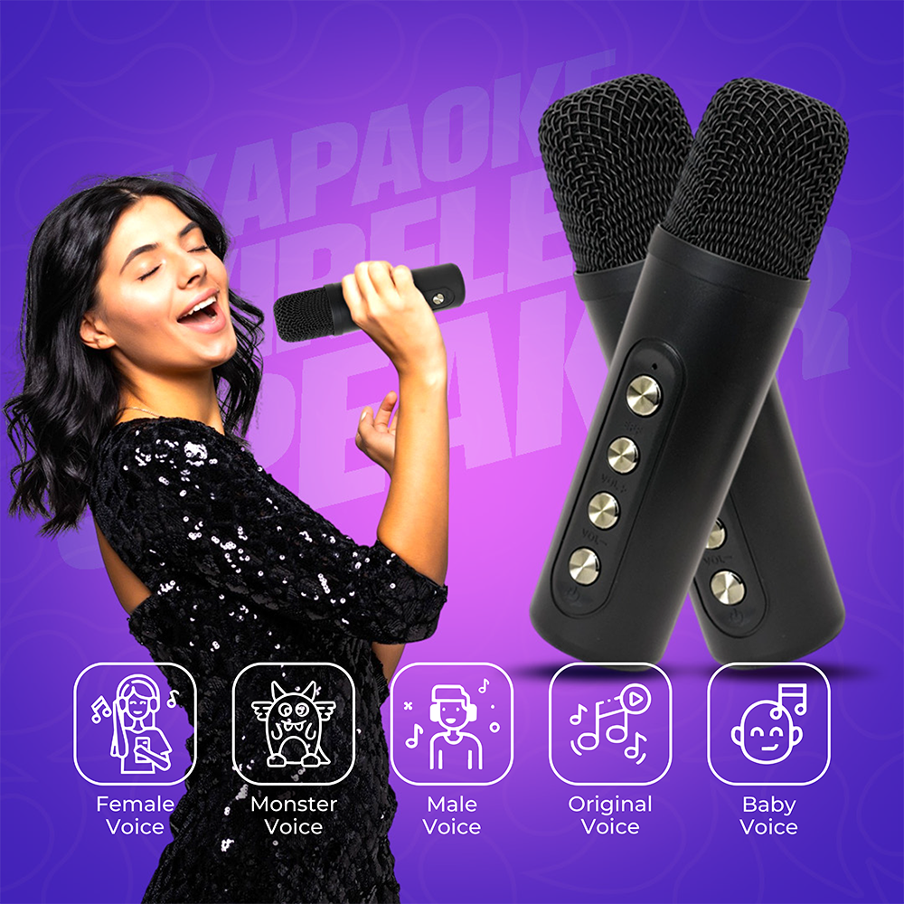 Portable Karaoke Machine with 2 Wireless Microphone | 15W Stereo Sound, RGB LED Lights