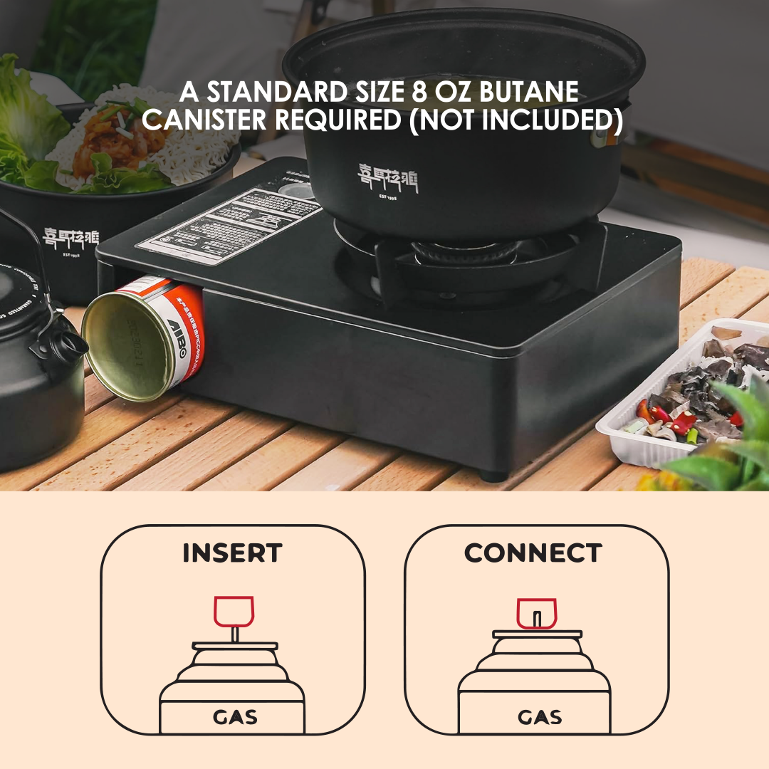Compact High-Power Portable Gas Stove | Flame Control, Windproof Shield & Carry Case