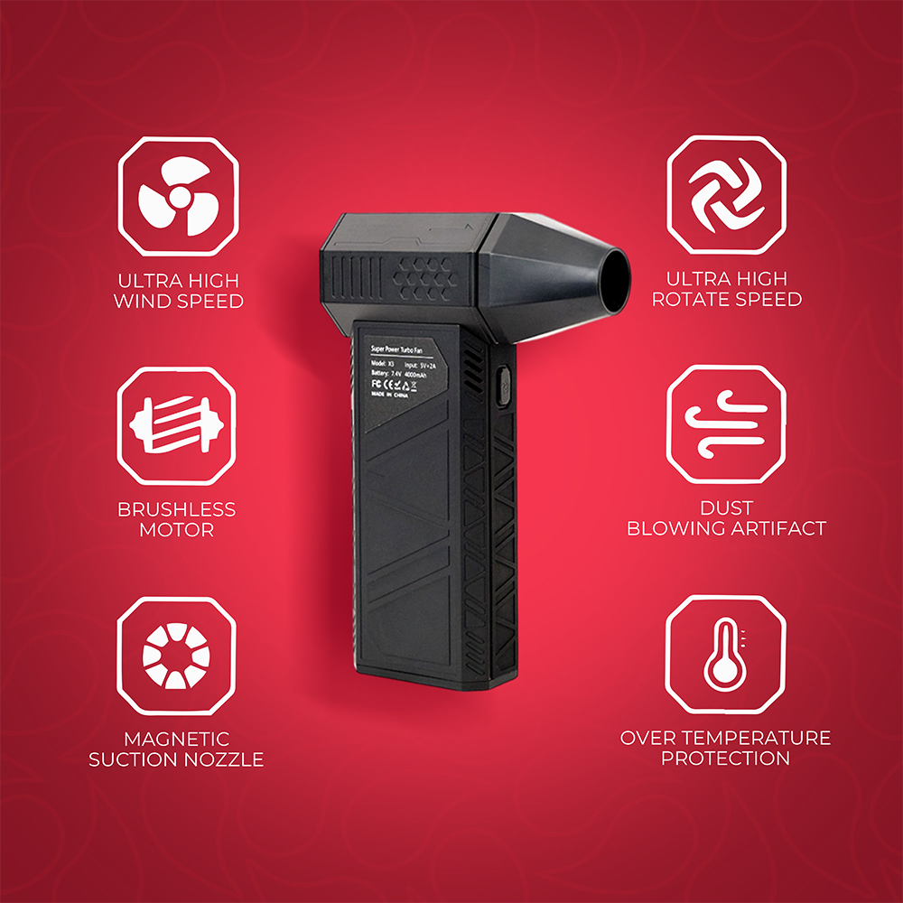 Super Power Turbo Fan Air Duster | 3-Speed Rechargeable Blower