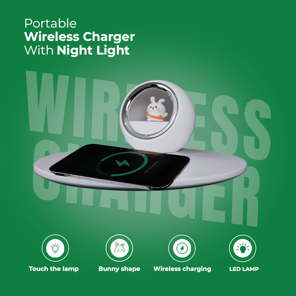 3-in-1 Wireless Charging Alarm Clock | 10W Qi Charger, 180° Rotatable LED Touch Lamp