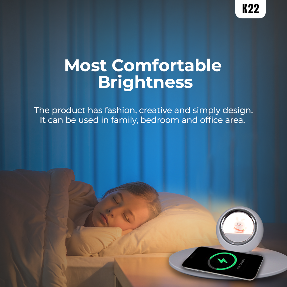 3-in-1 Wireless Charging Alarm Clock | 10W Qi Charger, 180° Rotatable LED Touch Lamp