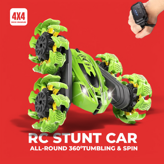 4WD RC Stunt Car with Gesture Sensor & Watch Remote | 360° Flips, Double-Sided Off-Road Vehicle