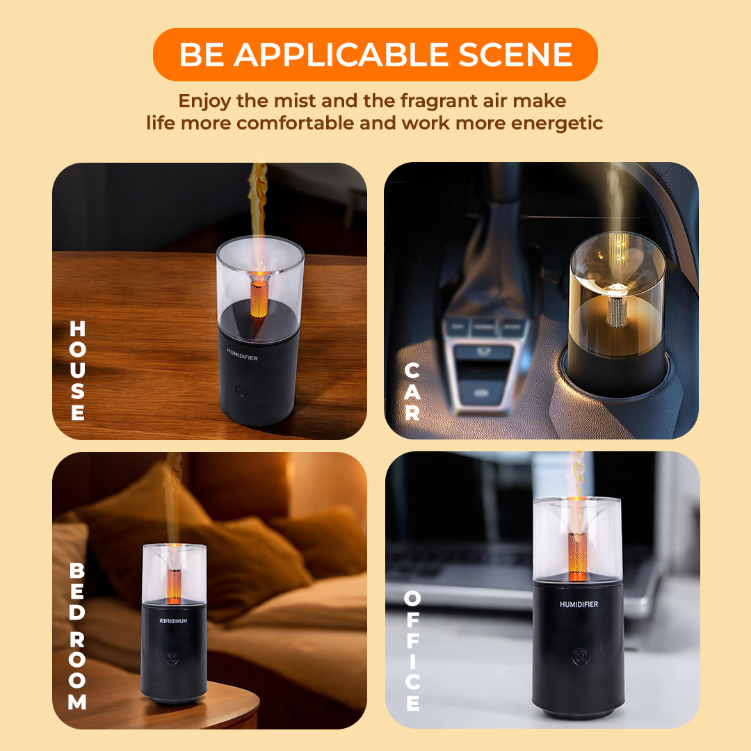 Flame Candlelight Aroma Diffuser | Ultrasonic Cool Mist | LED Night Light