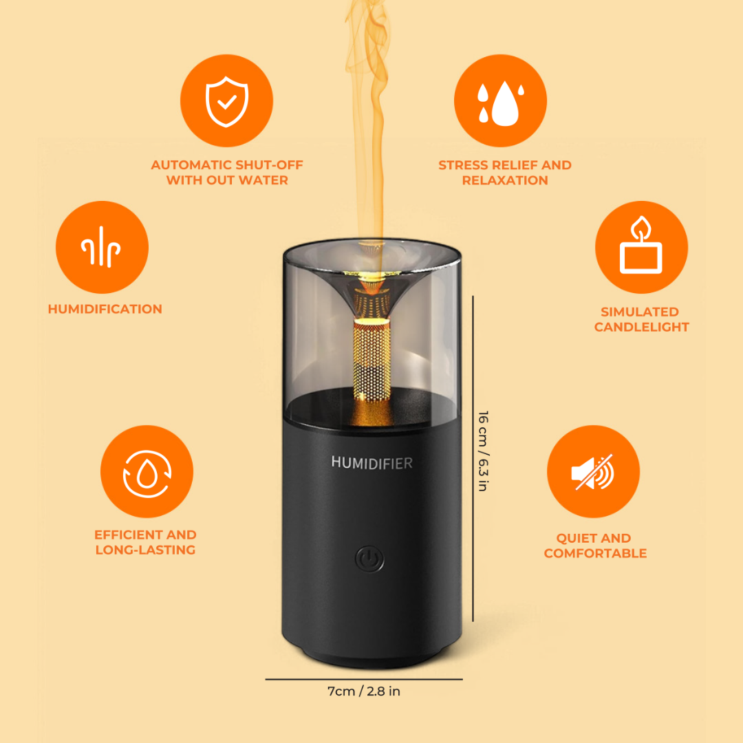 Flame Candlelight Aroma Diffuser | Ultrasonic Cool Mist | LED Night Light