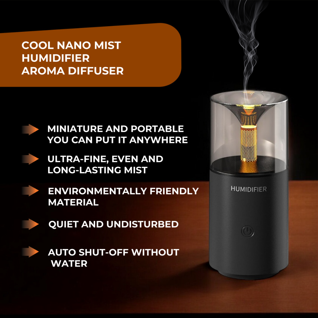 Flame Candlelight Aroma Diffuser | Ultrasonic Cool Mist | LED Night Light