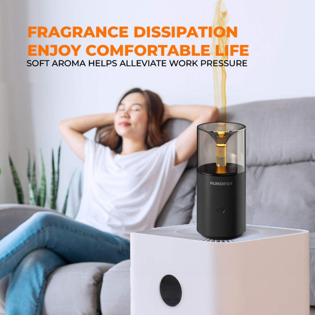 Flame Candlelight Aroma Diffuser | Ultrasonic Cool Mist | LED Night Light