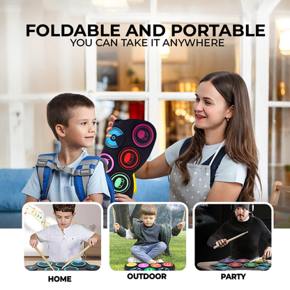 Roll-Up Electronic Drum Kit with Dual Speakers | Built-In Tones & Rhythms