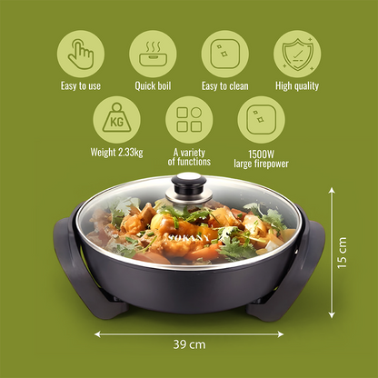 Sokany Electric Non-Stick Frying Pan |Adjustable Heat Control & Tempered Glass Lid