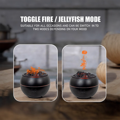 Ultrasonic Aroma Humidifier | Volcano Flame Essential Oil Diffuser