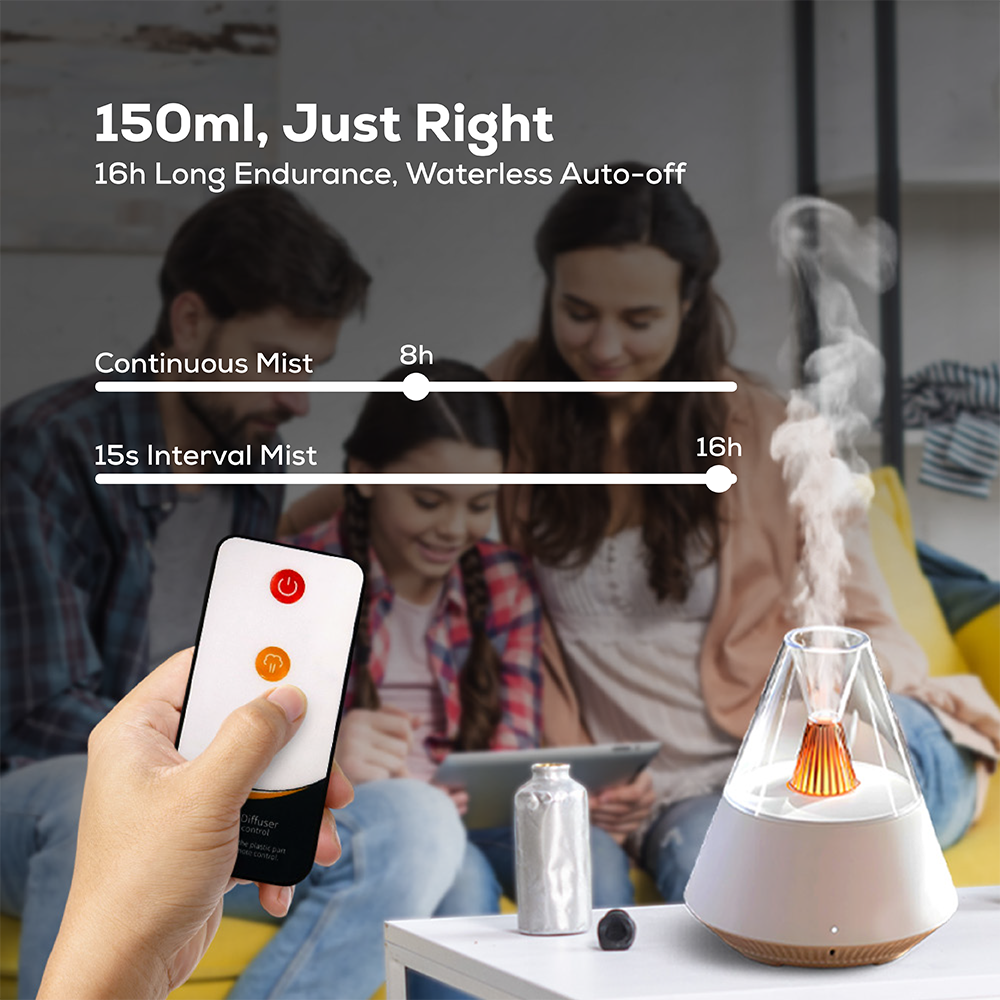 Flame Light Essential Oil Diffuser | Night Light, Auto Shut-Off & 2 Mist Modes