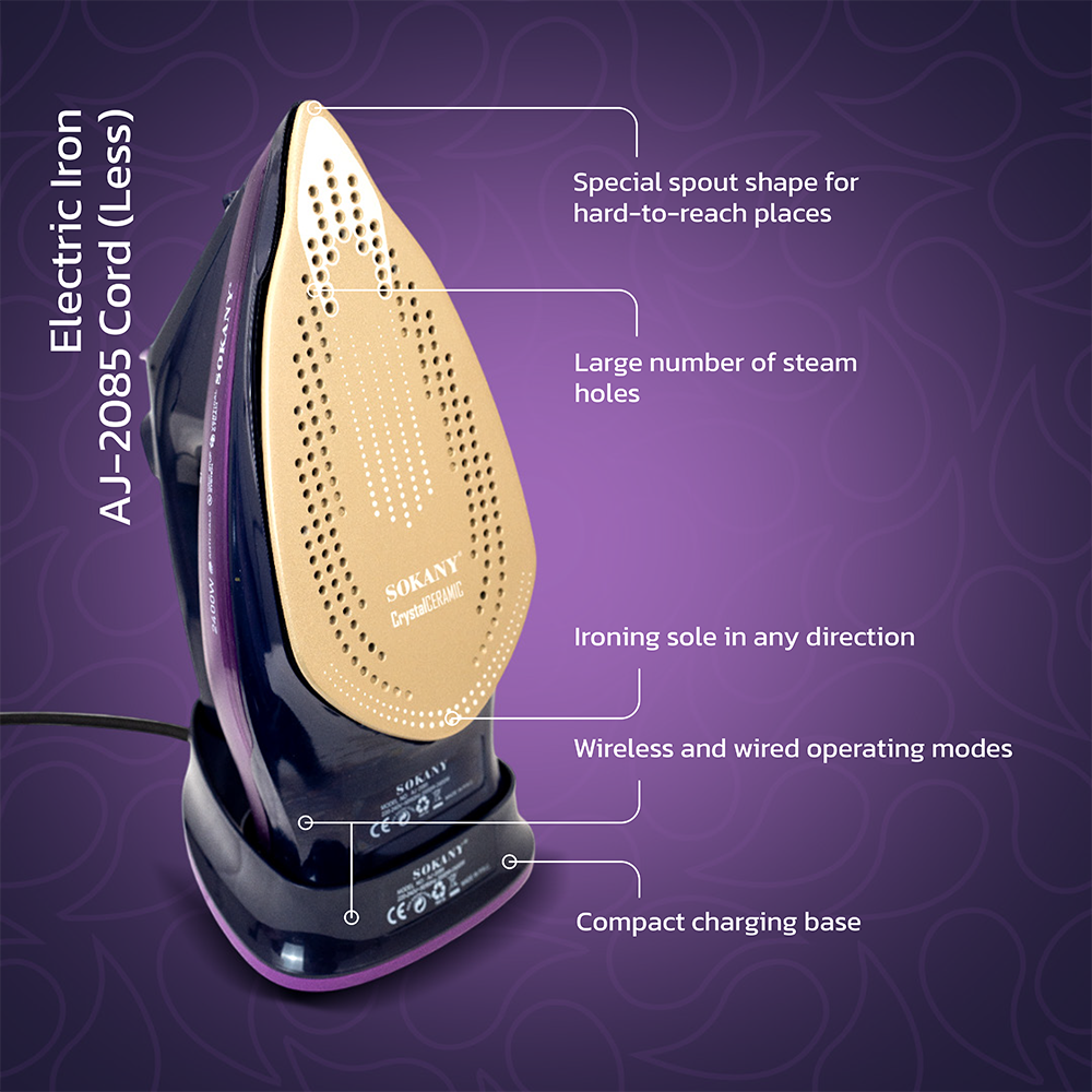 Cordless Steam Iron | Dual Mode with Ceramic Soleplate | Vertical Steam & Anti-Drip