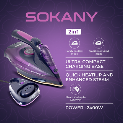 Cordless Steam Iron | Dual Mode with Ceramic Soleplate | Vertical Steam & Anti-Drip
