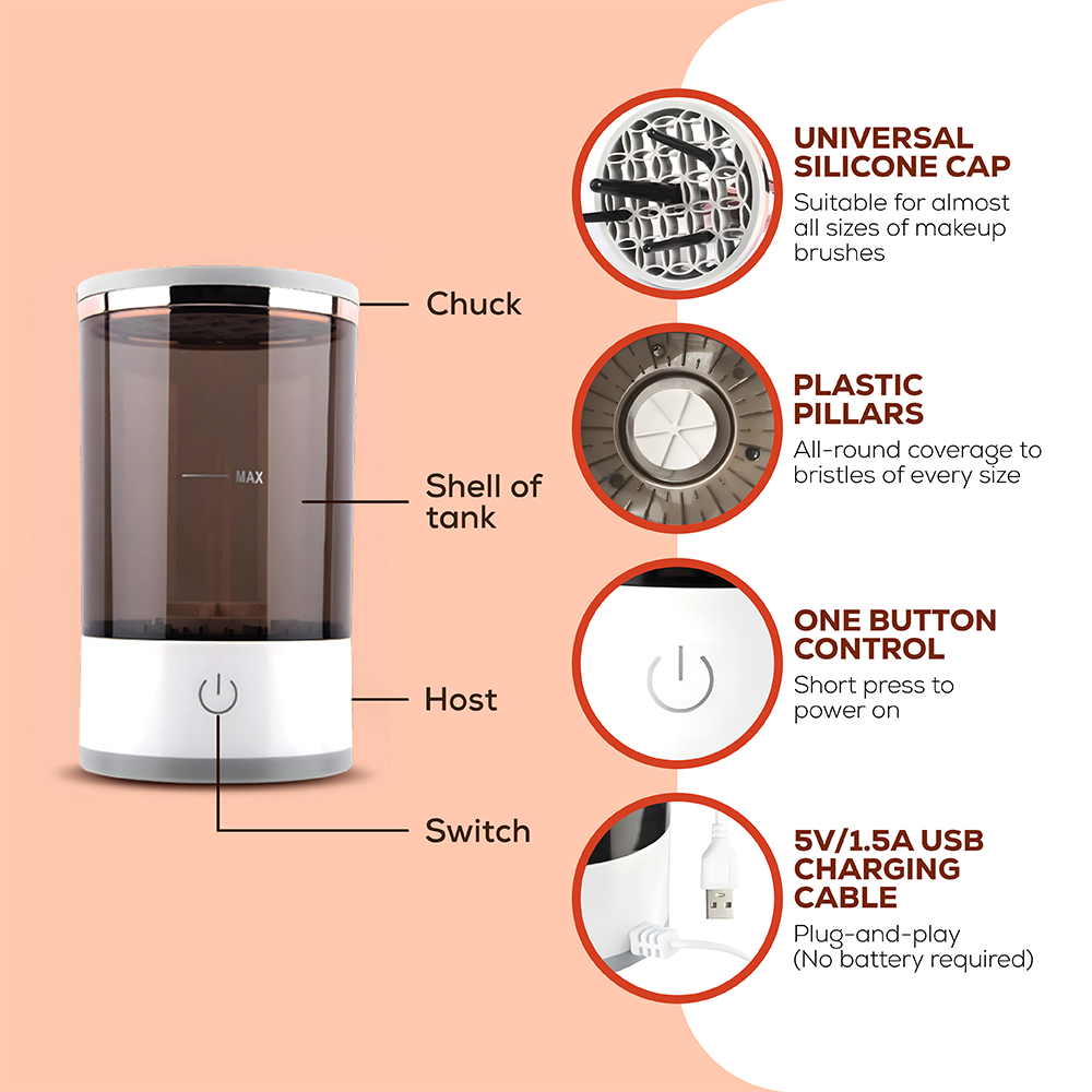 Electric Makeup Brush Cleaner Machine |  USB-Powered Auto Deep Clean Tool