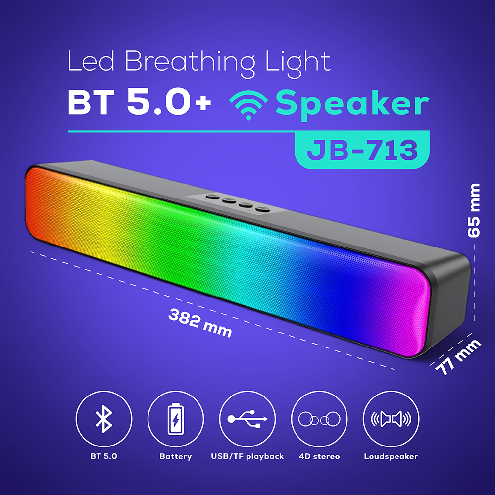 Portable Bluetooth RGB Speaker | Wireless Soundbar with 360° Stereo