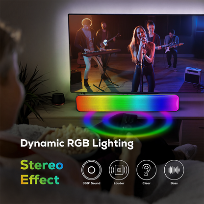 Portable Bluetooth RGB Speaker | Wireless Soundbar with 360° Stereo