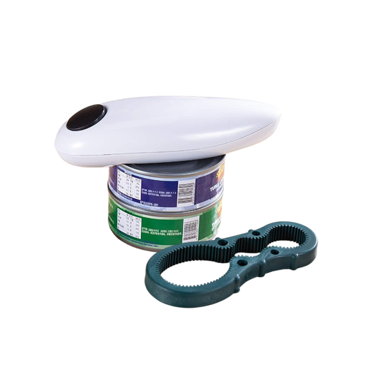 Automatic Electric Can Opener | One-Touch Smooth Edge Tin Opener with Bottle Key