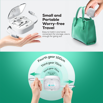 5-in-1 Retractable Type-C to Type-C Charging Cable Kit with 60W Fast Charging