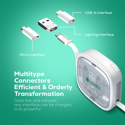 5-in-1 Retractable Type-C to Type-C Charging Cable Kit with 60W Fast Charging