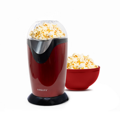 Electric Popcorn Maker Machine | Hot Air Oil-Free Popper with Transparent Lid