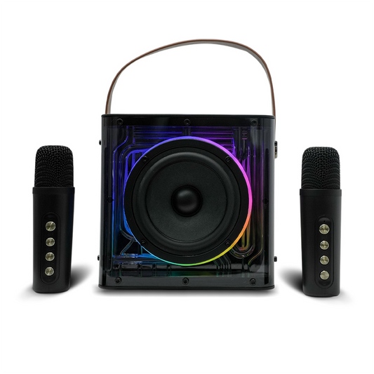 Portable Karaoke Machine with 2 Wireless Microphone | 15W Stereo Sound, RGB LED Lights