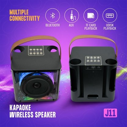 Portable Karaoke Machine with 2 Wireless Microphone | 15W Stereo Sound, RGB LED Lights
