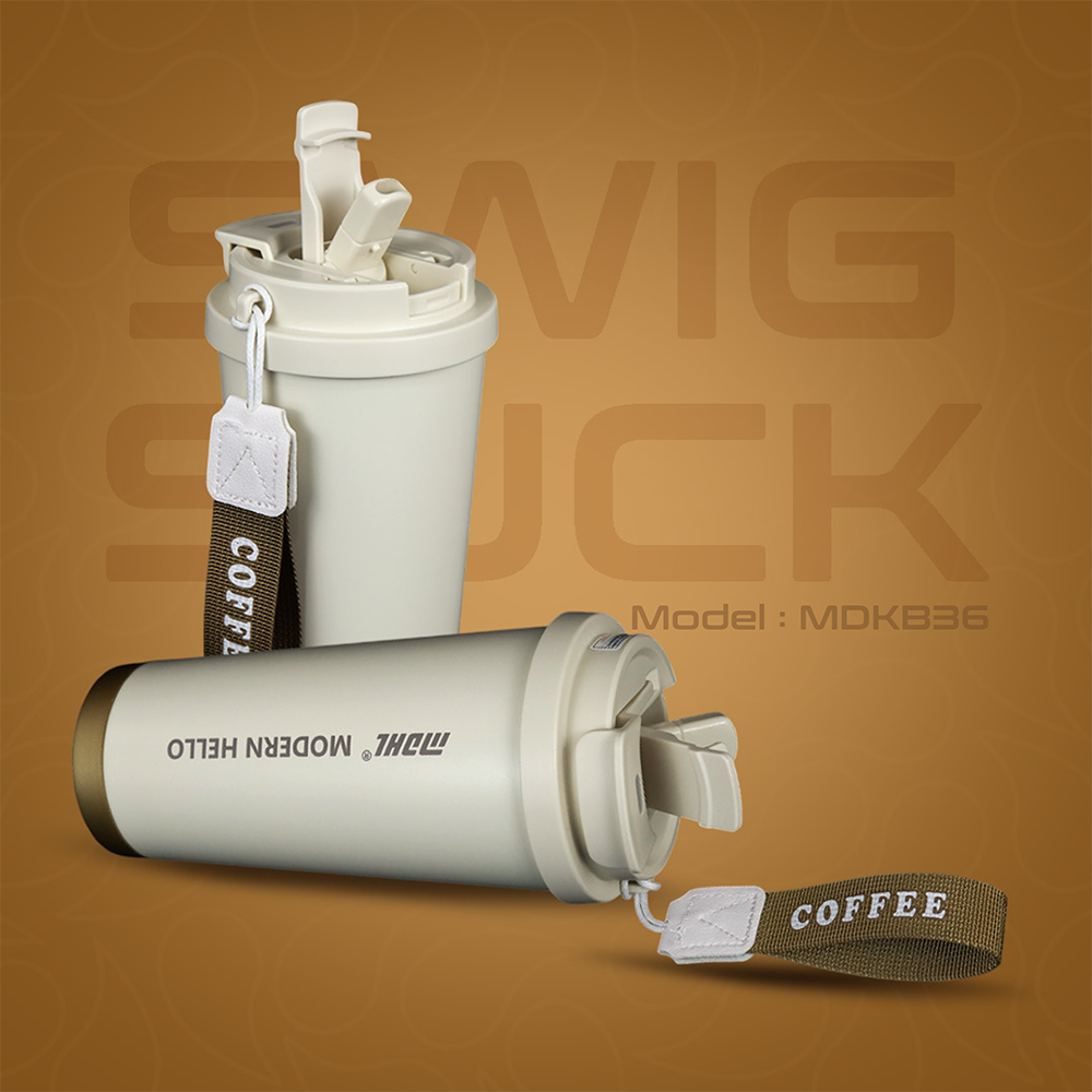 Coffee Mug to Go | 530ml Thermal Travel Mug with Lid & Straw