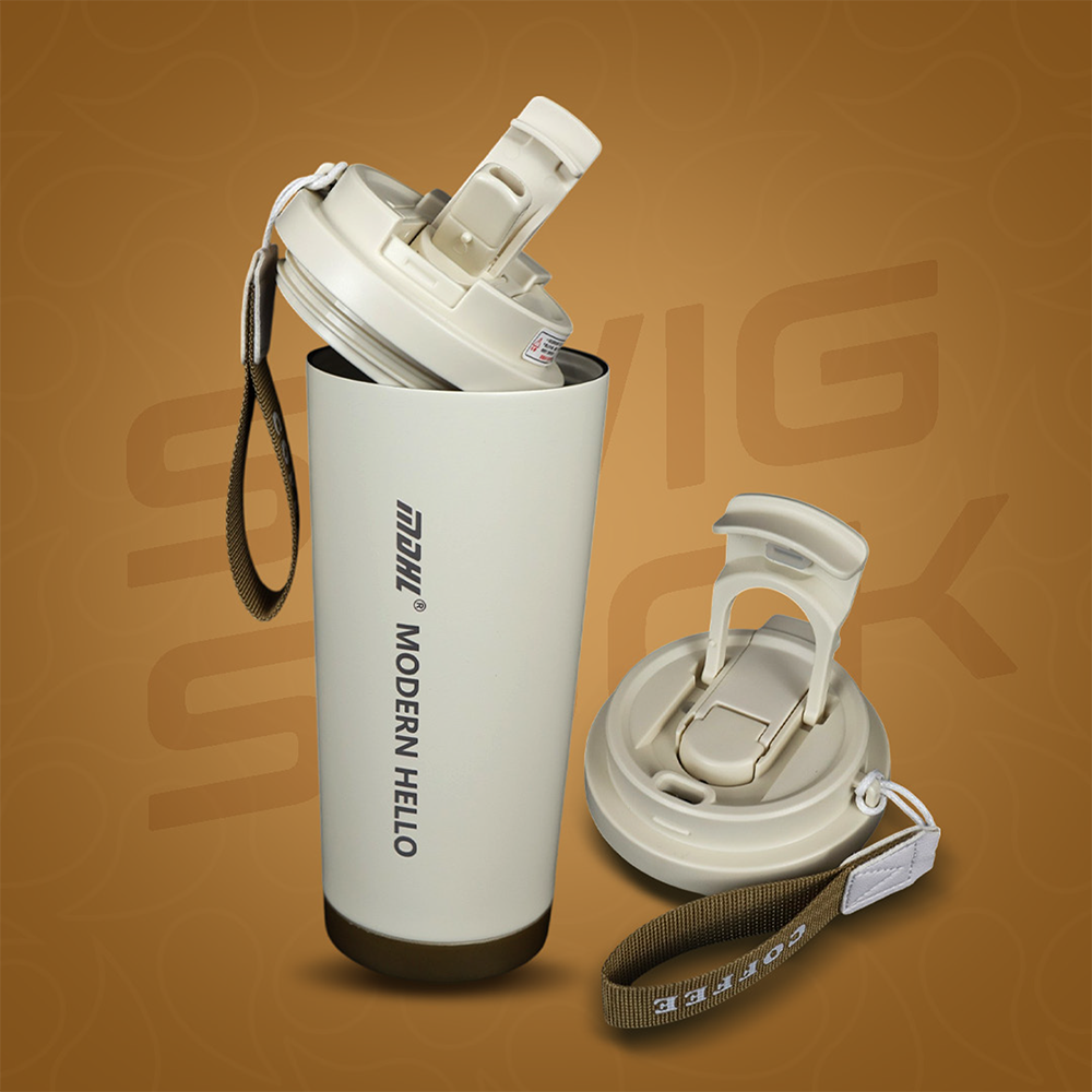 Coffee Mug to Go | 530ml Thermal Travel Mug with Lid & Straw