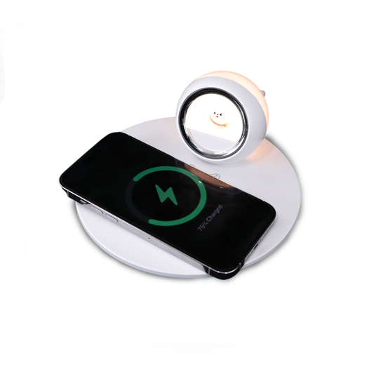 3-in-1 Wireless Charging Alarm Clock | 10W Qi Charger, 180° Rotatable LED Touch Lamp