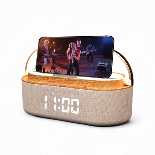 6-in-1 Alarm Clock Radio With Bluetooth Speaker, 15W Wireless Charging, Dual Alarms, FM Radio & Night Light