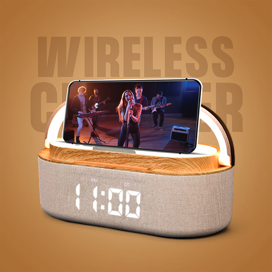6-in-1 Alarm Clock Radio With Bluetooth Speaker, 15W Wireless Charging, Dual Alarms, FM Radio & Night Light