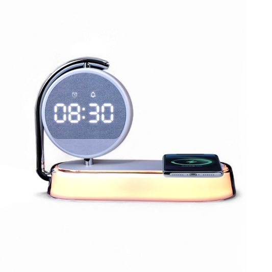 Alarm Clock with 15W Fast Wireless Charging, Touch Night Light & 360° LED Display